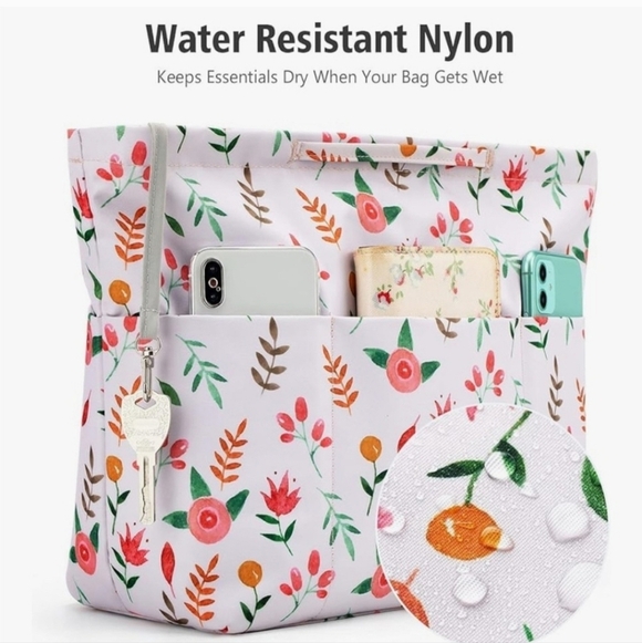 2 Floral Print Tote Bag Organizers, Lots of Storage Space! Never Used, Like New - Picture 9 of 10